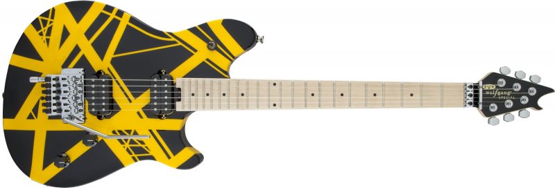 EVH Wolfgang Special Striped Maple Fingerboard Black and Yellow 800x275